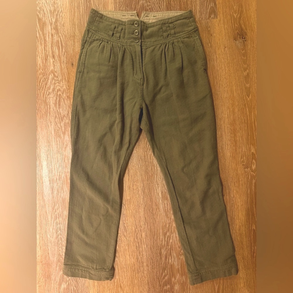 Free People High-Waisted Army Green Cropped Pants